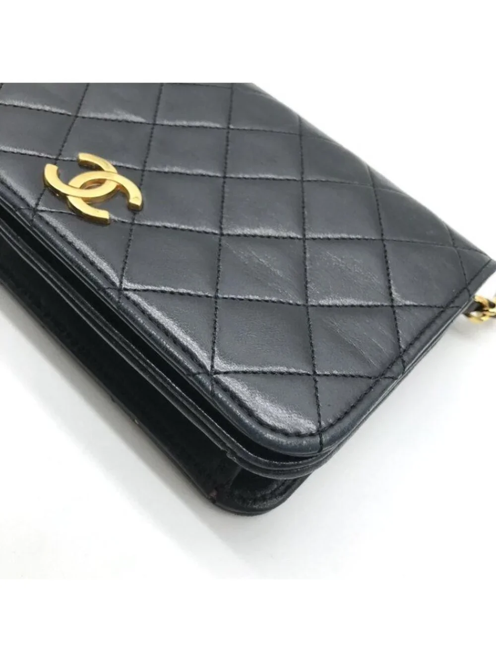 Chanel Mini Quilted CC Logo Chain Shoulder Bag Push Lock Lambskin